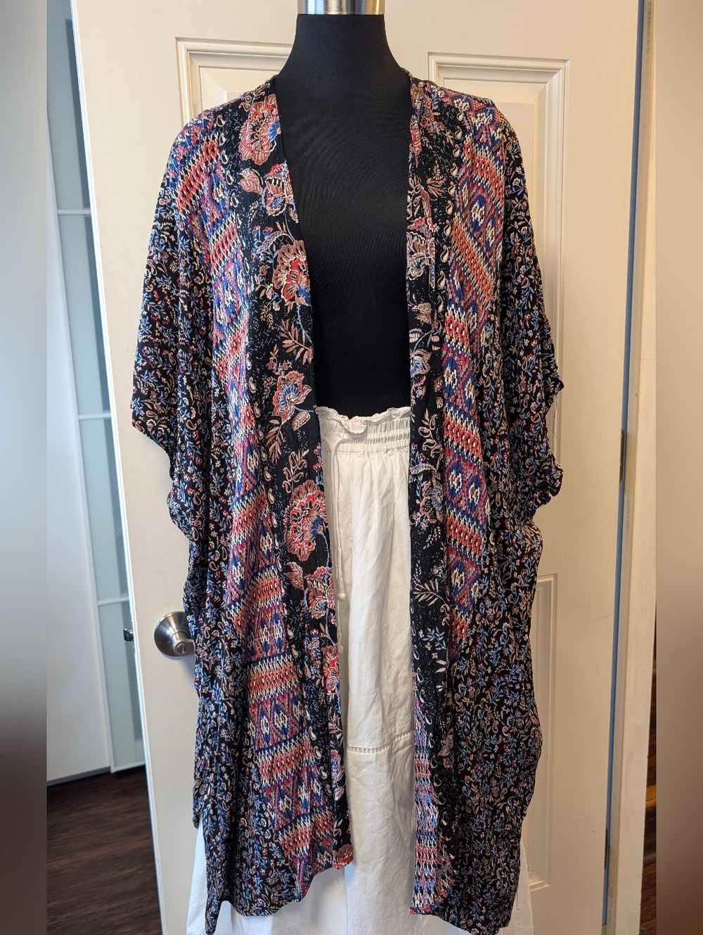 Angie Boho Floral Kimono Cover-Up – 100% Rayon – Made in India Size M